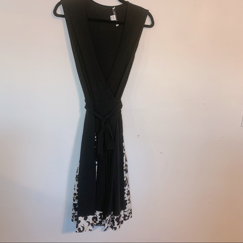 Black and leopard DVF wrap dress Size 12